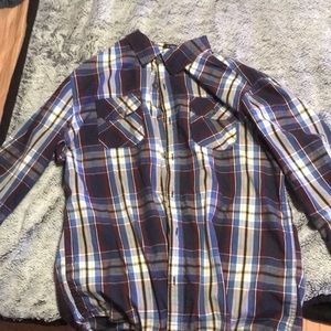 Long sleeve plaid button up dress shirt